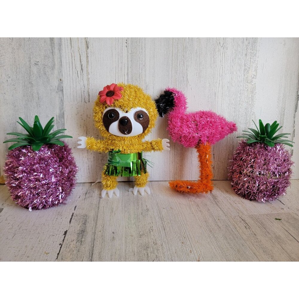 Hawaiian tropical pineapple sloth hula skirt flamingo home‎ decor set summer